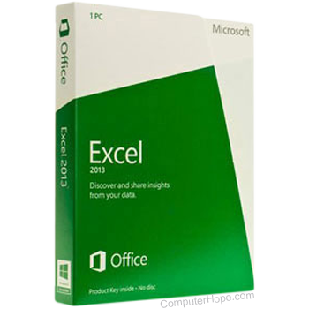 Microsoft Excel 2013 software packaging.