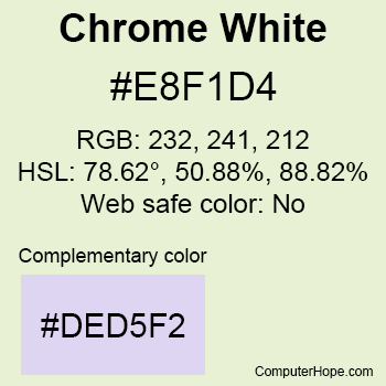 Example of Chrome White color or HTML color code #E8F1D4.