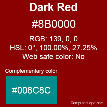 Example of DarkRed color or HTML color code #8B0000.