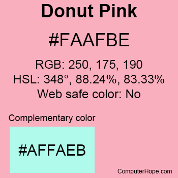 Example of Donut Pink color or HTML color code #FAAFBE.