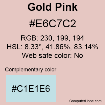 Example of Gold Pink color or HTML color code #E6C7C2.