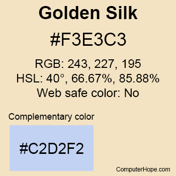 Example of Golden Silk color or HTML color code #F3E3C3.
