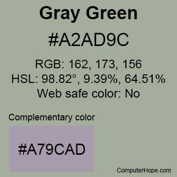 Example of Gray Green color or HTML color code #A2AD9C.