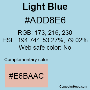 Example of LightBlue color or HTML color code #ADD8E6.