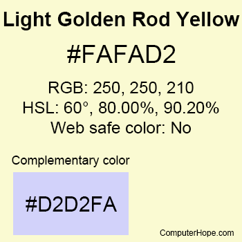 Example of LightGoldenRodYellow color or HTML color code #FAFAD2.