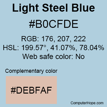 Example of LightSteelBlue color or HTML color code #B0CFDE.