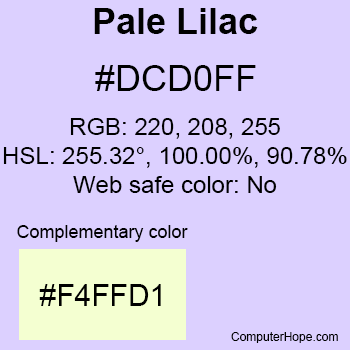 Example of Pale Lilac color or HTML color code #DCD0FF.