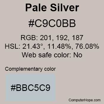 Example of Pale Silver color or HTML color code #C9C0BB.