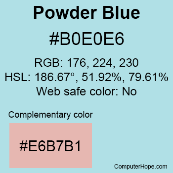 Example of PowderBlue color or HTML color code #B0E0E6.