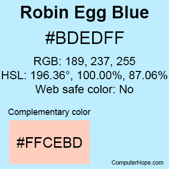 Example of Robin Egg Blue color or HTML color code #BDEDFF.