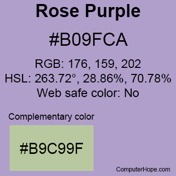 Example of Rose Purple color or HTML color code #B09FCA.