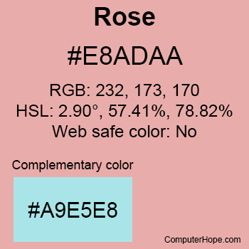 Example of Rose color or HTML color code #E8ADAA.