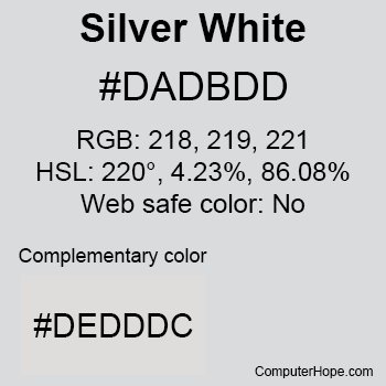 Example of Silver White color or HTML color code #DADBDD.