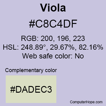 Example of Viola color or HTML color code #C8C4DF.