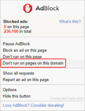 Don't block pages on this domain.