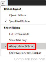 Outlook - Always show Ribbon