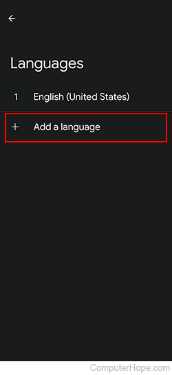 Add a language selector on an Android device.