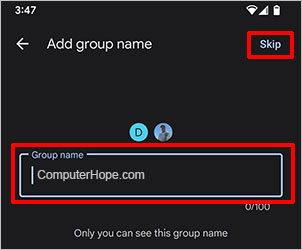 Android name group
