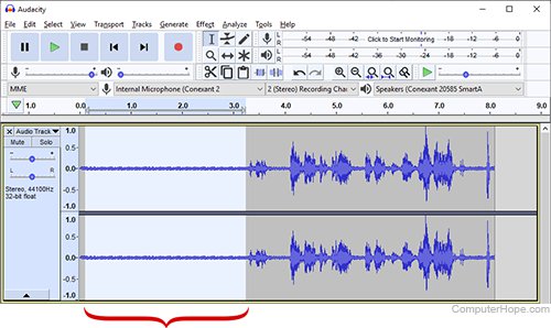 In an Audacity track, highlight several seconds that contain only the ambient noise.