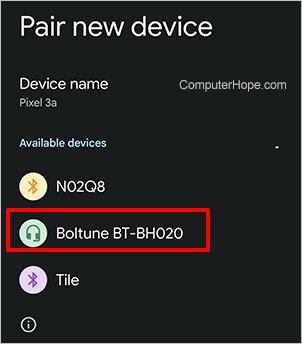 Select the device name