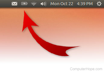 Location of the battery icon in the Ubuntu GUI