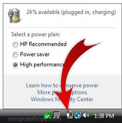 Windows Vista battery power properties