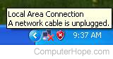 Network cable unplugged icon in Windows XP