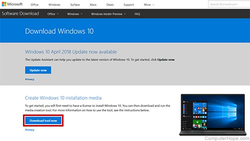Download the Media Creation Tool from Microsoft