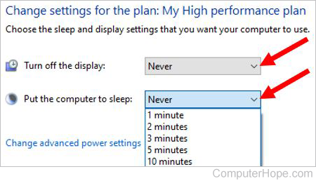 Change power plan settings in Windows
