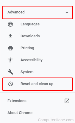 Reset and clean up selector in Chrome.