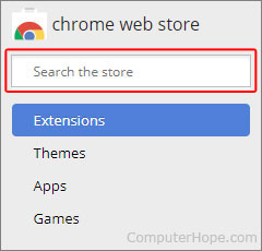 Search Chrome web store