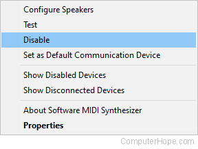 Sound device disable