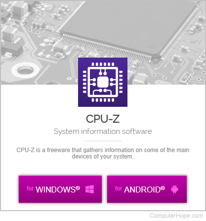 Download page for CPU-Z.
