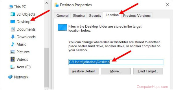 Find desktop directory path