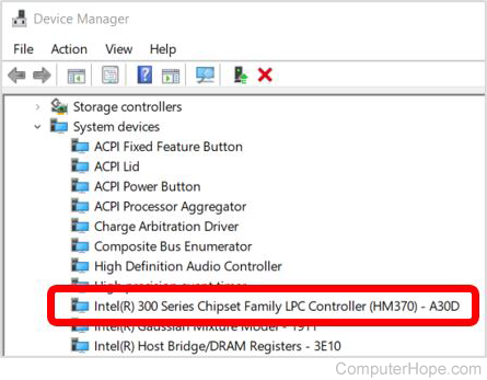 Motherboard chipset in the Device Manager