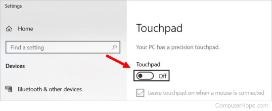 Disable touchpad in Windows 10 using keyboard