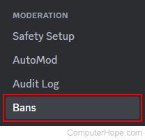 Bans selector in Discord.