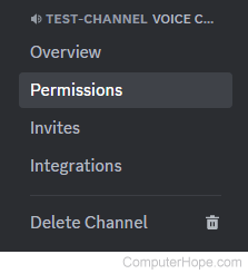 Permissions selector in Discord.
