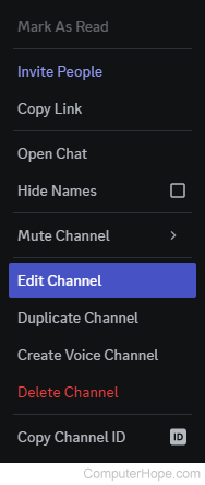 Edit Channel selector on Discord.