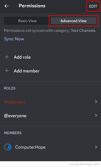 Editing who can join a Discord channel.