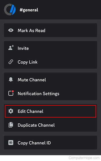 Edit Channel selector on Discord mobile.