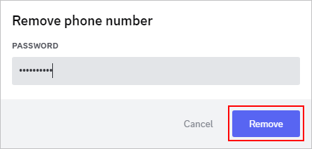 Removing a phone number from a Discord account.