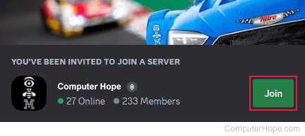 Join button on Discord.