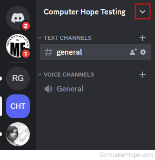 Server options icon in Discord.