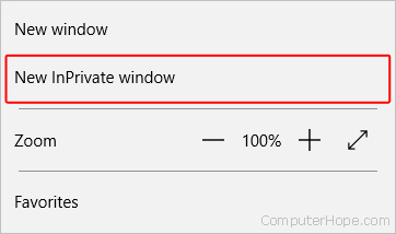 InPrivate selector in Microsoft Edge.