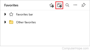 Add folder icon in the Favorites section of Edge.