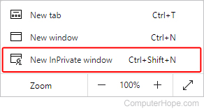 New InPrivate window selector in Edge.