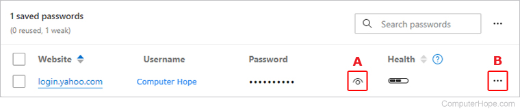 View and remove passwords in Edge.