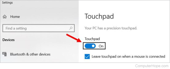 Enable touchpad in Windows 10 using keyboard