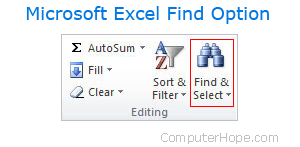 Microsoft Excel Find and Replace box